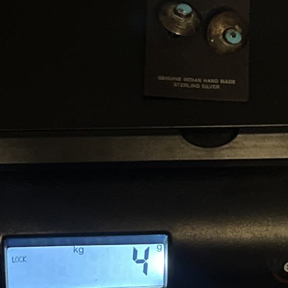 Vintage Sterling Silver & Turquoise Southwest Style Round Cufflinks Cuff Links - Picture 10 of 10